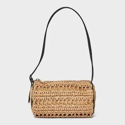 A New Day Straw Mini Boxy Barrel Shoulder Bag