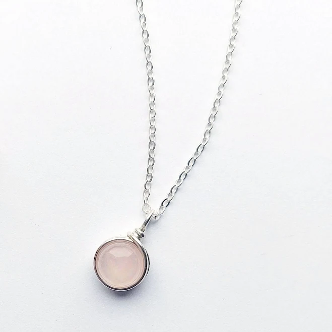 Sterling Silver Rose Quartz Dainty Necklace