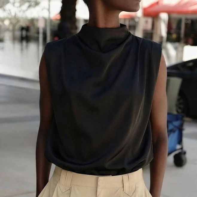 Cowl Neck Satin Blouse