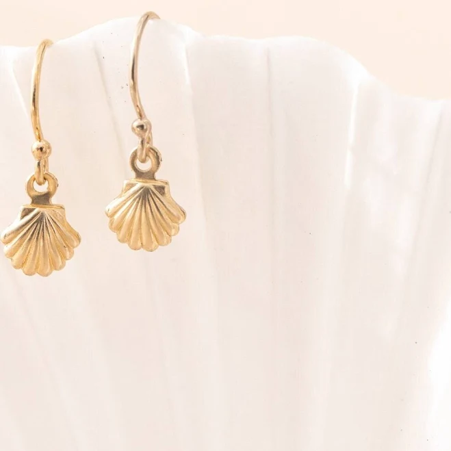 14K Gold Filled Seashell Drop Earrings
