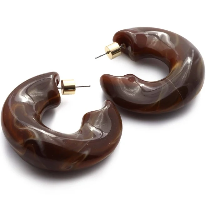 Women's Rena Marbled Brown Resin Earrings