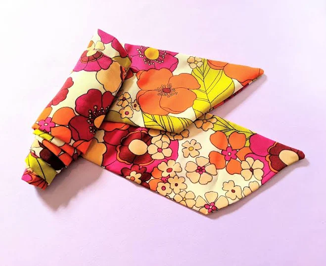 Retro 60s Floral Print Bandana Headwrap