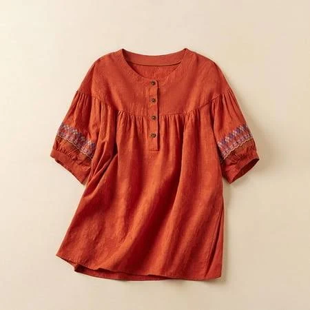 Women's Boho Embroidered Peasant Blouse