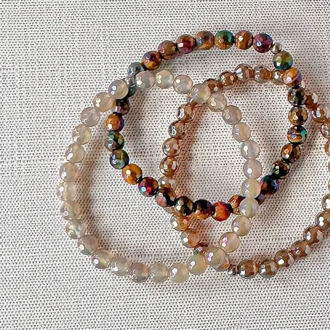 Woodsy Bracelet Stack | Beaded Bracelet Bundle Large 7.5"