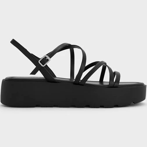Charles & Keith Strappy Ridged-Sole Flatform Sandals