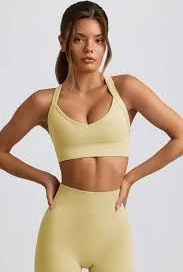 Super Sculpt Seamless Crossback Sports Bra in Butter Yellow