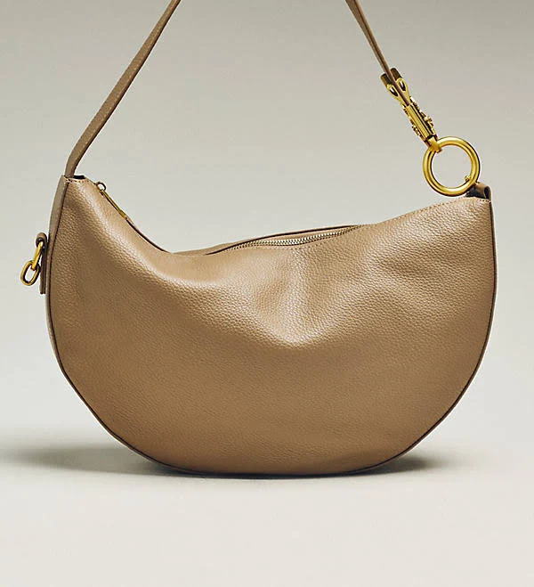Anthropologie Faux Leather Rounded Buckle Slouchy Bag