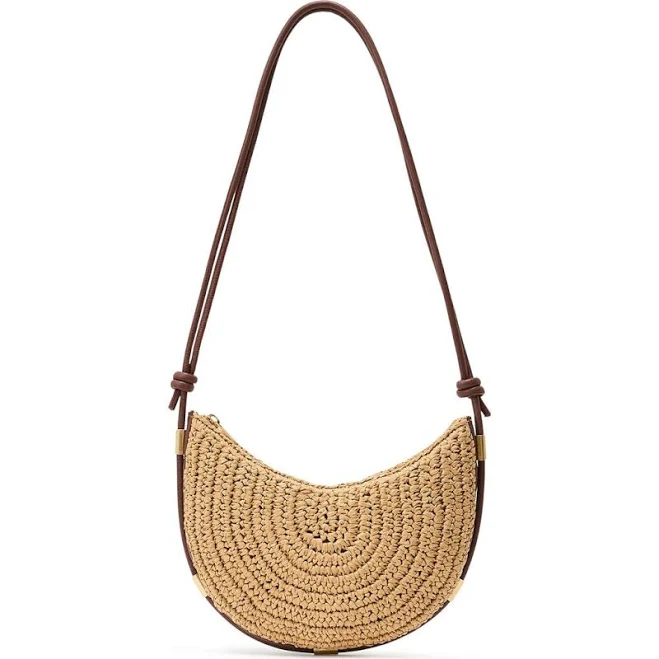 Reiss Women's Harriet Raffia-effect Leather Shoulder Bag
