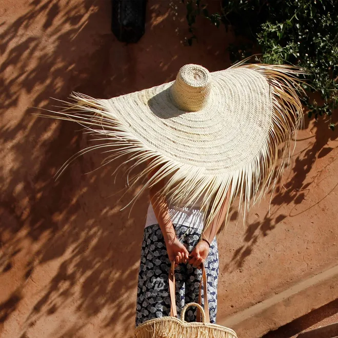 French Baskets Oversized Straw Fringe Hat