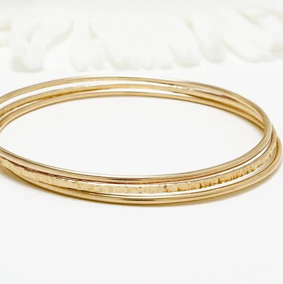 Minimalist Gold Filled Bangle Bracelet Set of 3