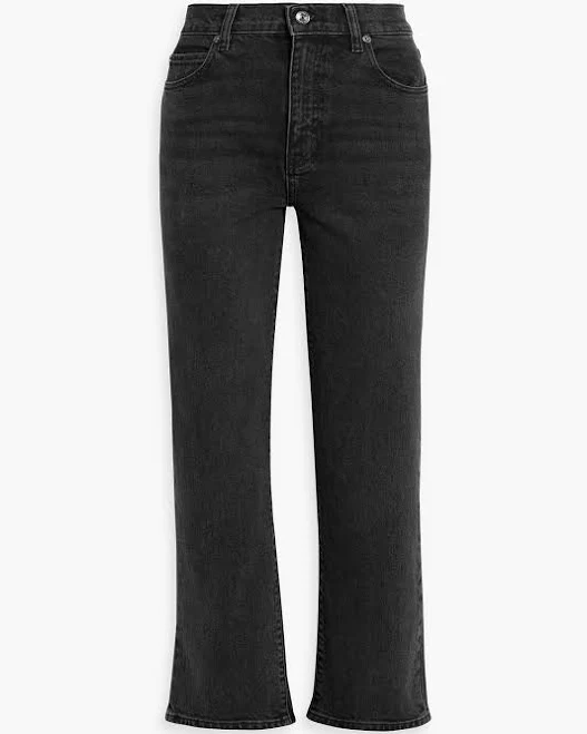 FRAME The Ruler cropped high-rise straight-leg jeans - Women - Charcoal Jeans - 30