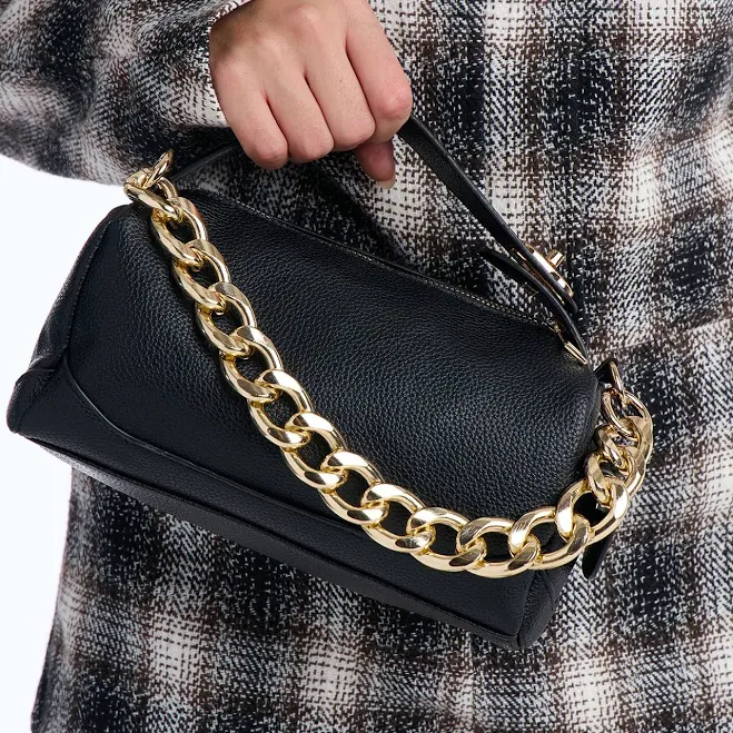 Fashion Nova Women's Chain Reaction Faux Leather Satchel Bag