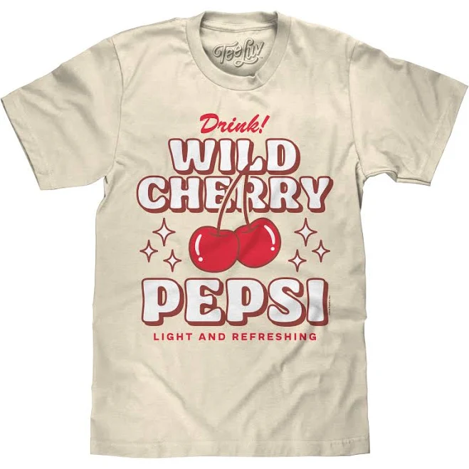 Tee Luv Men's Drink Wild Cherry Pepsi 70s Soda Logo T-Shirt