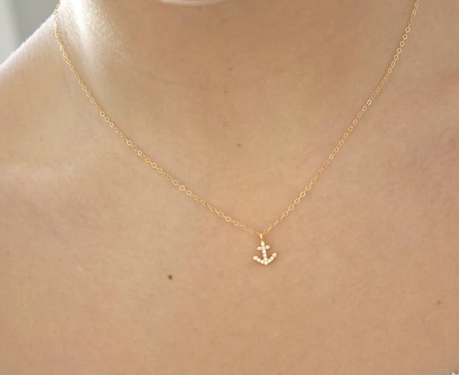 Ava Hope Designs 14K Gold Filled Dainty Gold Anchor Necklace