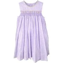 Rosebud Lavender Gingham Dress with Smocking