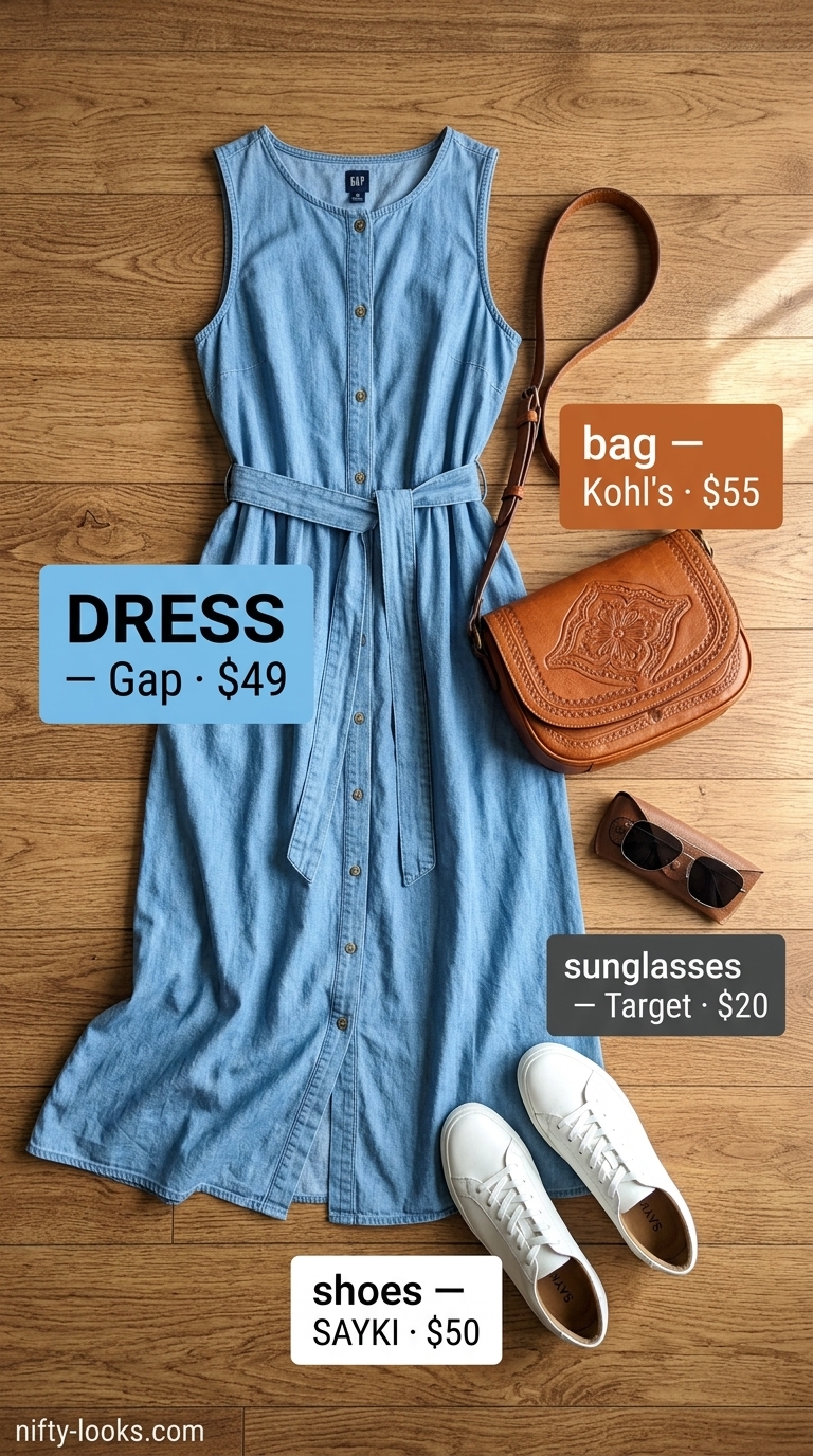 Summer A-Line Sleeveless Dresses 2026: Urban Explorer Shirt Dress Summer A-line sleeveless dresses 2026: Light denim shirt dress for urban exploration. Casual & stylish.