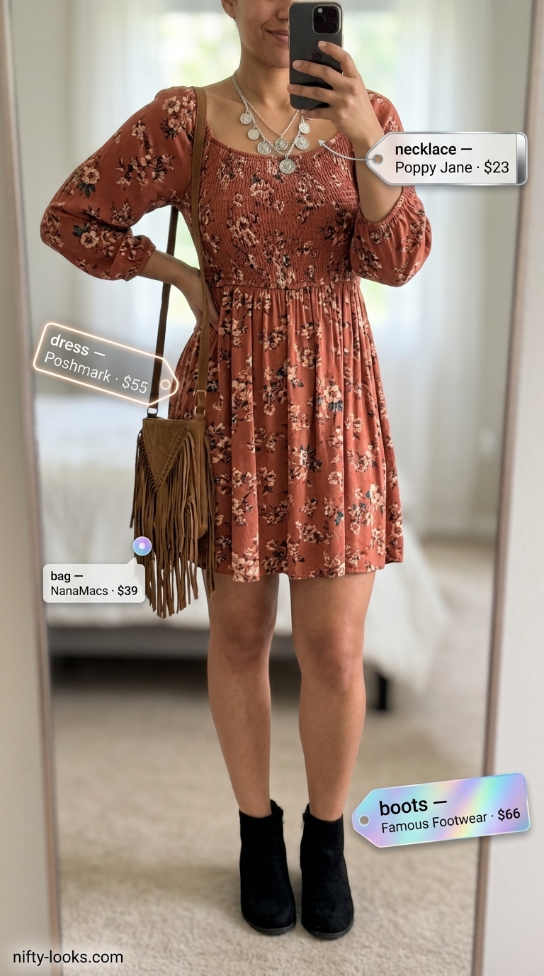 Festival Summer A-Line Sleeveless Dresses 2026 Bohemian terracotta print A-line sleeveless dress for a desert music festival.