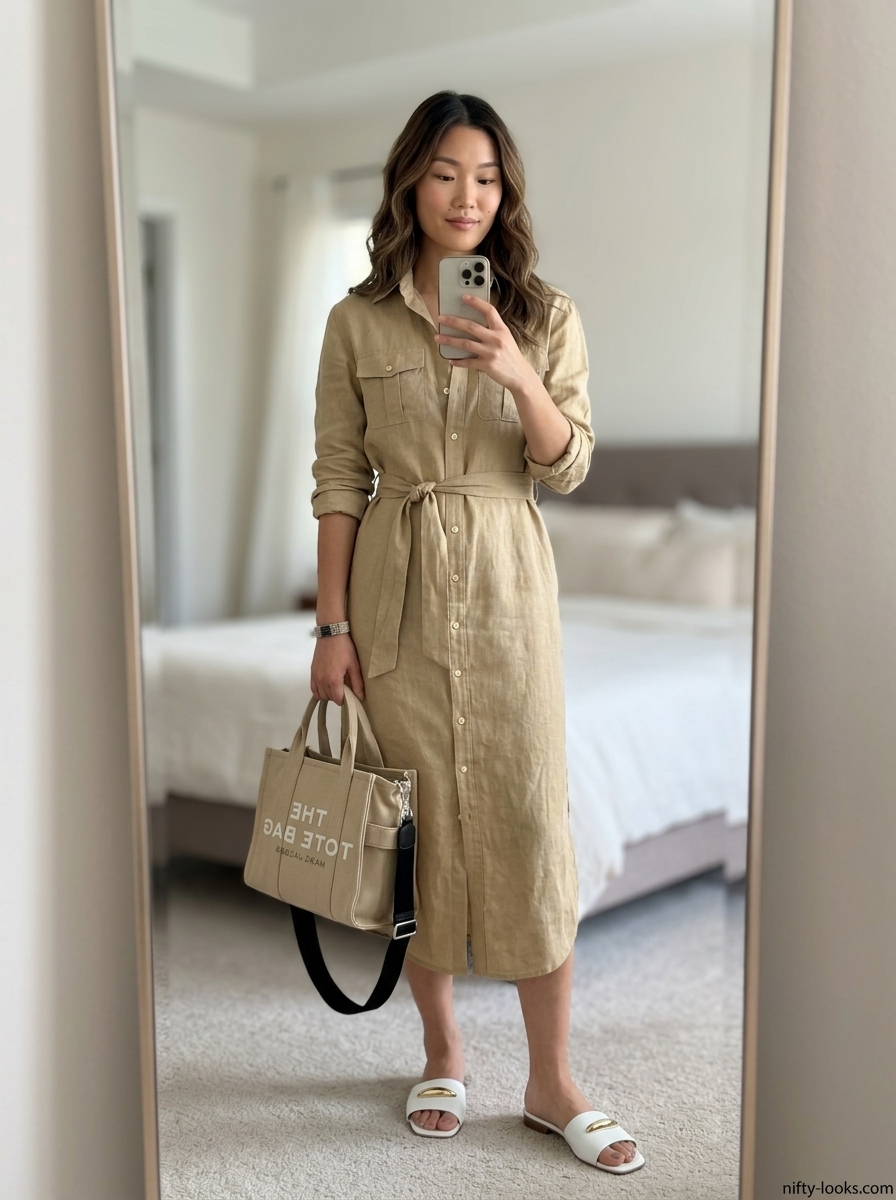 Casual linen belted dress, a summer belted dress for women 2026, perfect for daytime and errands.