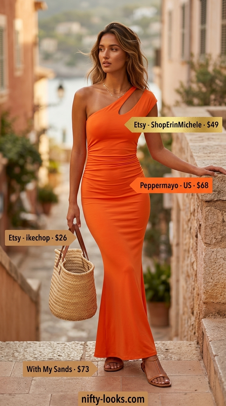 Mediterranean Breeze maxi dress, a summer belted dress for women 2026, ideal for vacation dinners and resort wear.