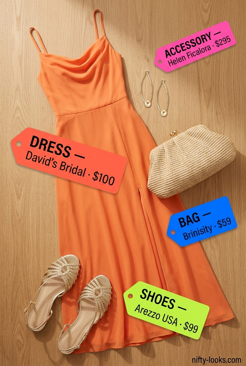 Glamorous sunset orange cowl neck maxi dress for women, ideal for summer evening events 2026.