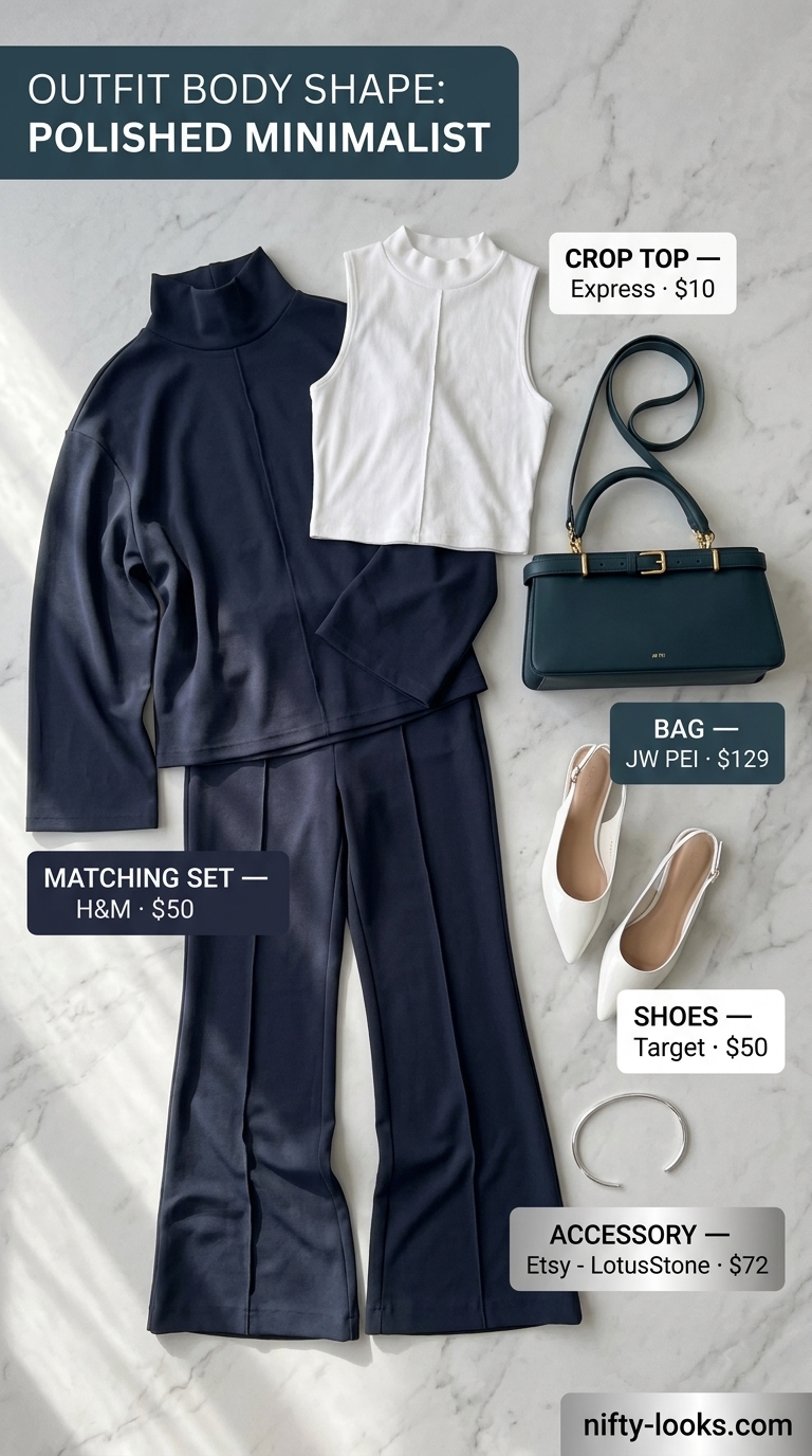 Navy blue tailored crop top and trousers set for summer crop top matching set outfits for women 2026.