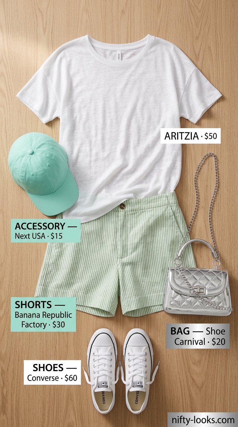 Mint green linen blend shorts for women 2026, styled with a white cropped top for a playful weekend look.