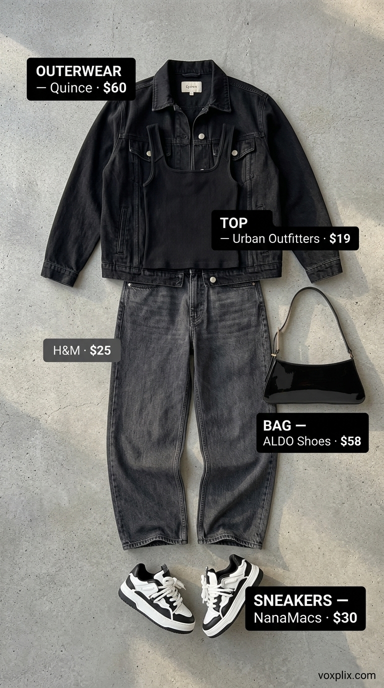 Summer Streetwear with Sneakers for Women 2026 | Downtown Edge Summer streetwear with sneakers for women 2026: Wide-leg jeans, cropped tank, denim jacket, and chunky platform sneakers.