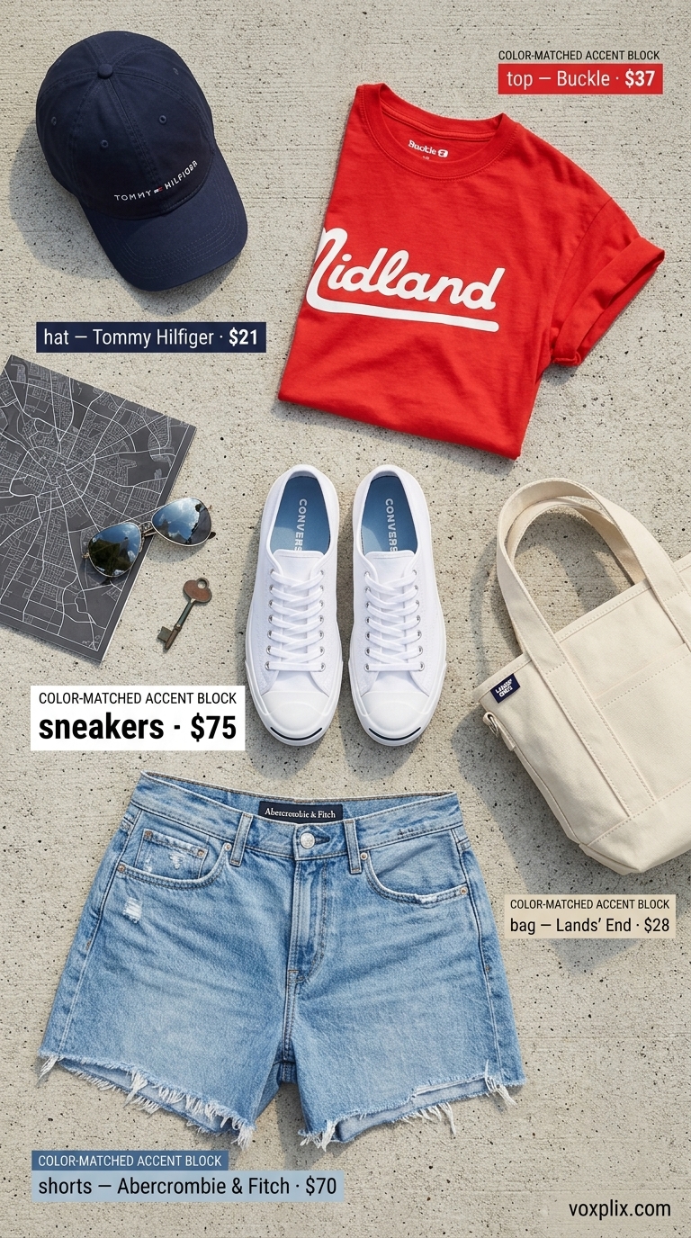 Summer Streetwear with Sneakers for Women 2026 | Casual Day Out Summer streetwear with sneakers for women 2026: Oversized band tee, distressed denim shorts, baseball cap, and canvas sneakers.