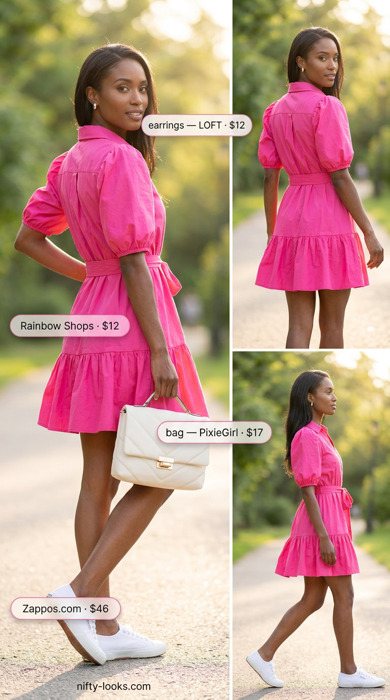 Hot pink mini shirtdress for women, ideal for summer wardrobe capsule ideas 2026. Playful and feminine.