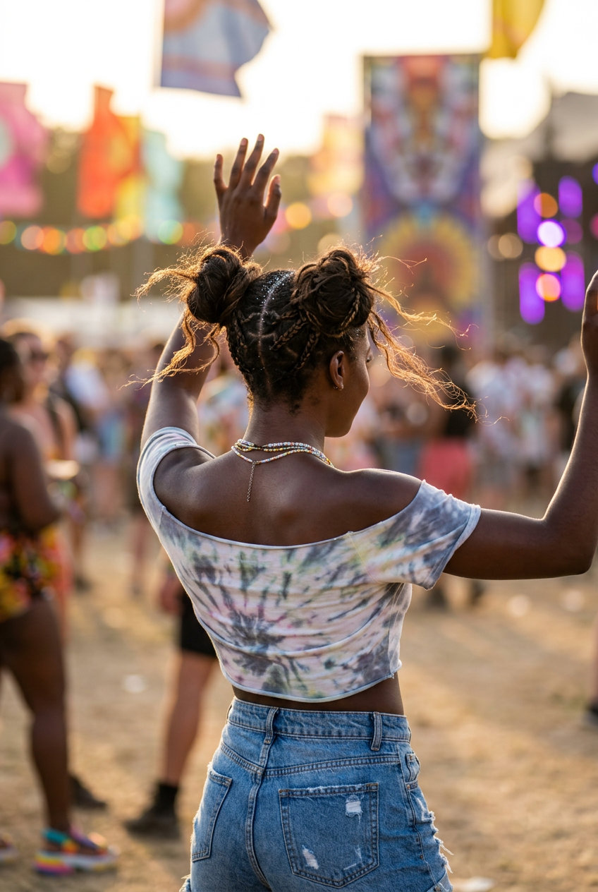 Playful Brunette Space Buns 2026: Festival Ready long brunette space buns with playful texture for festival