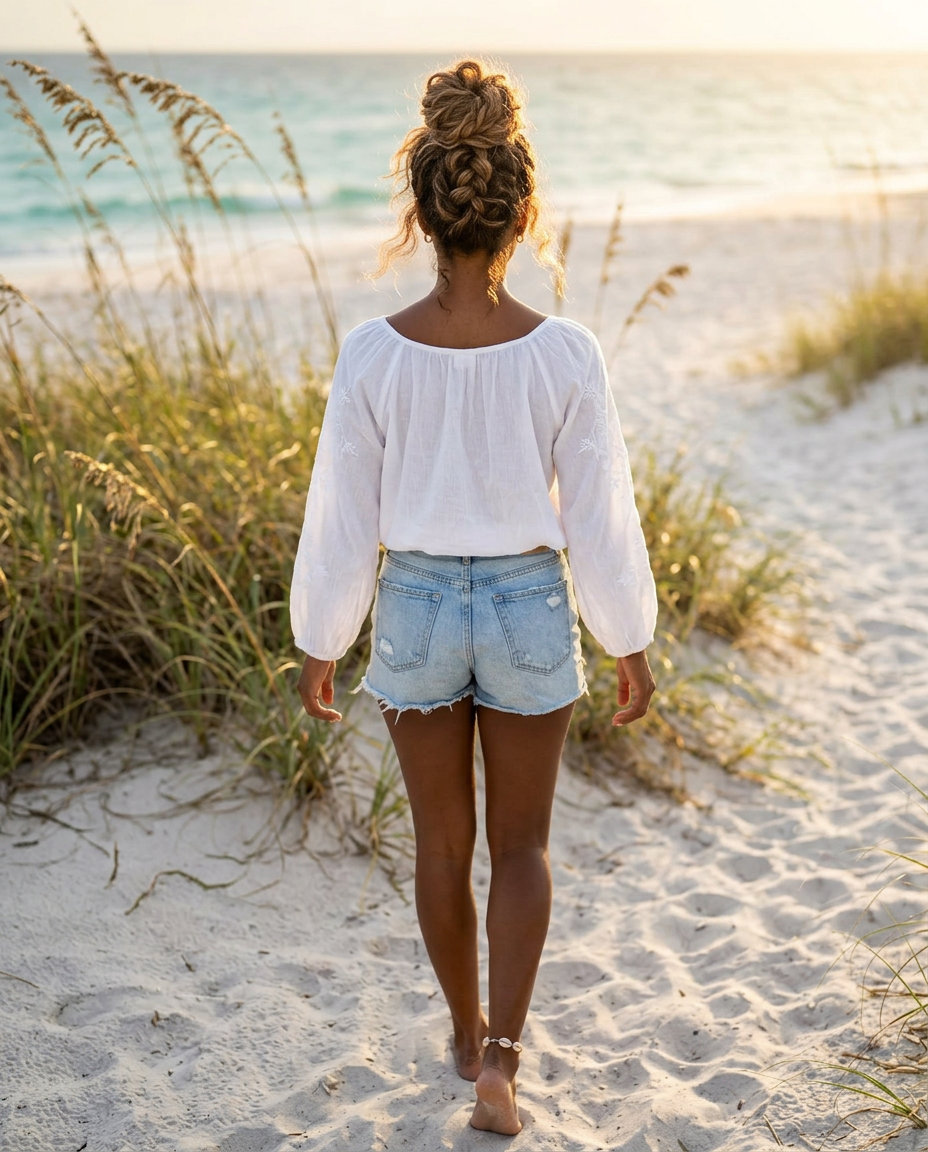 Golden Hour Beachy Top Knot 2026 long buttercream blonde beachy top knot with loose loop, undone texture for summer 2026