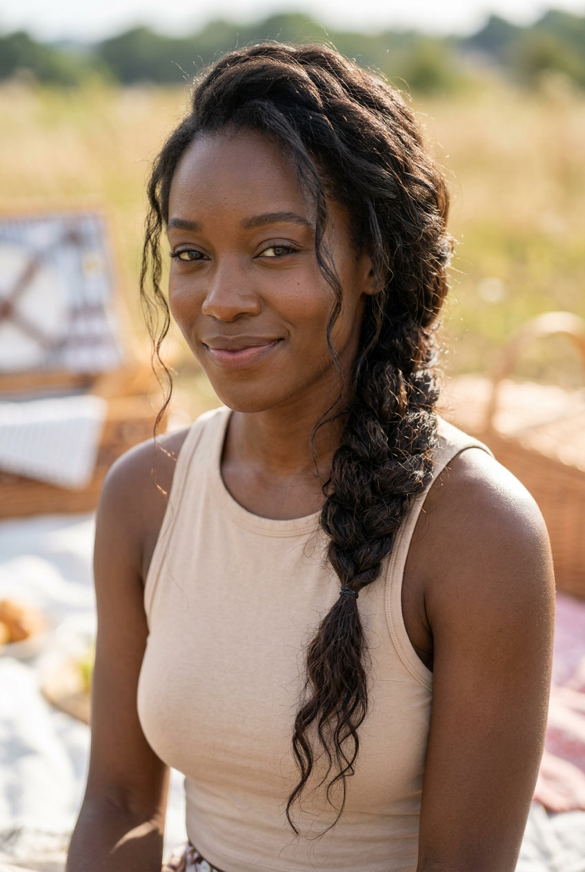 Boho Side Braid Inspiration 2026 long dark brown boho side braid with loose strands for festivals