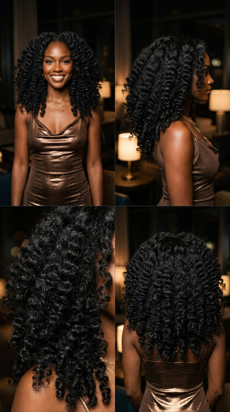 Glamorous Rod Set Hairstyle 2026 long dark brown voluminous textured rod set for nightlife