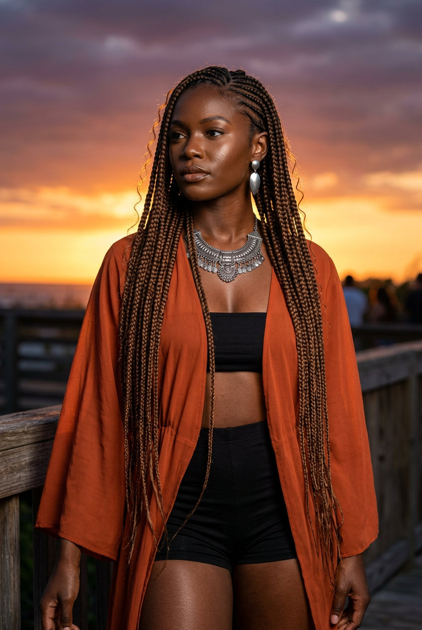 Warrior Goddess Braids 2026 warrior queen goddess braids with deep brown color and gold cuffs for a bold statement