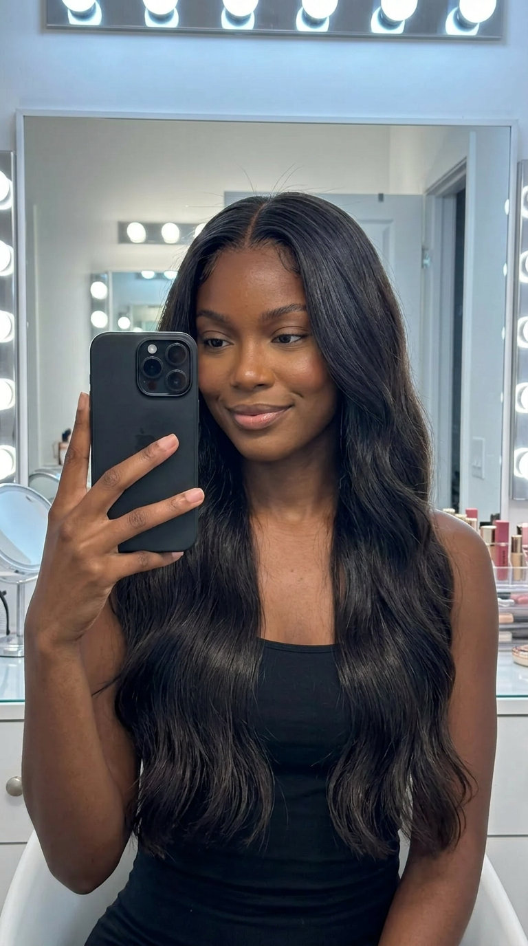 long blunt haircuts with espresso brunette, blue-black undertones — Bold, sophisticated, sleek