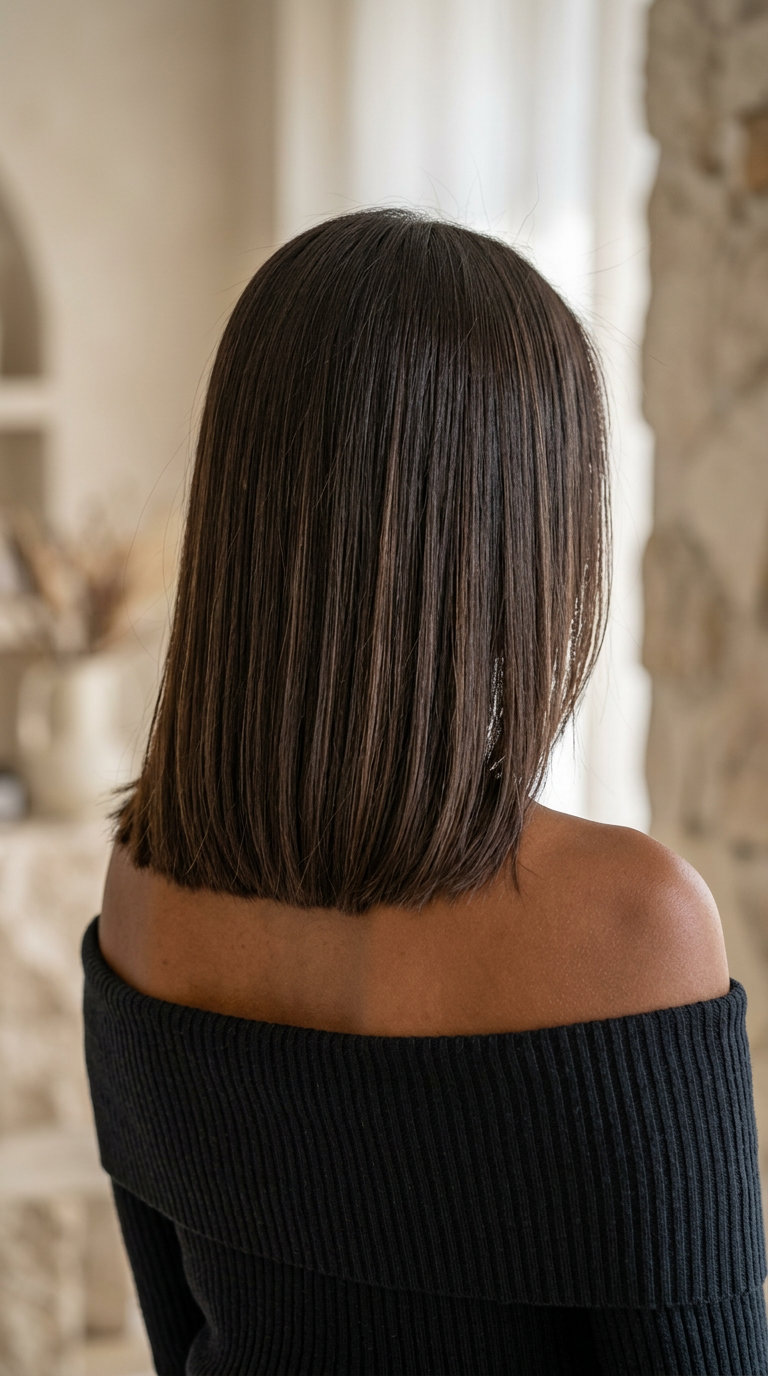 long espresso air touch balayage with subtle internal dimension, monochromatic — luxurious professional