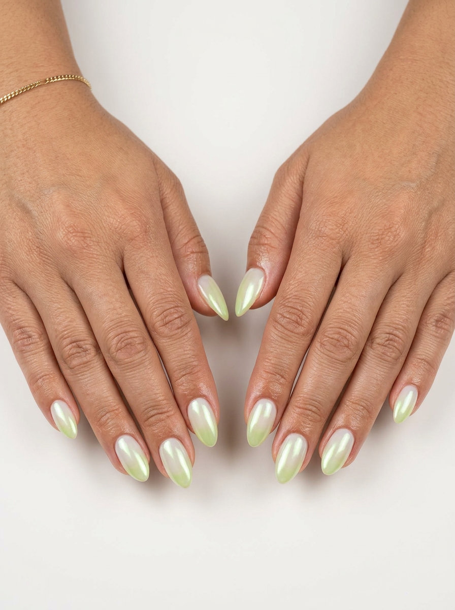 Fun summer nails 2026: Fresh lime glazed donut nails with pearlescent shimmer for daily wear.