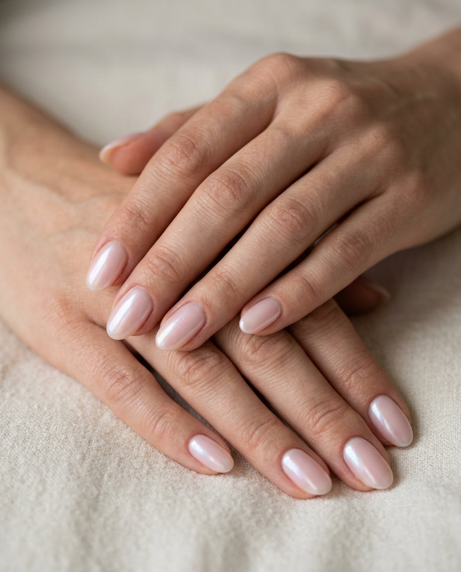 Milky Pink Pearlescent Nails | June Manicure Ideas 2026 Milky pink pearlescent nails: sophisticated June manicure ideas for summer trends 2026.