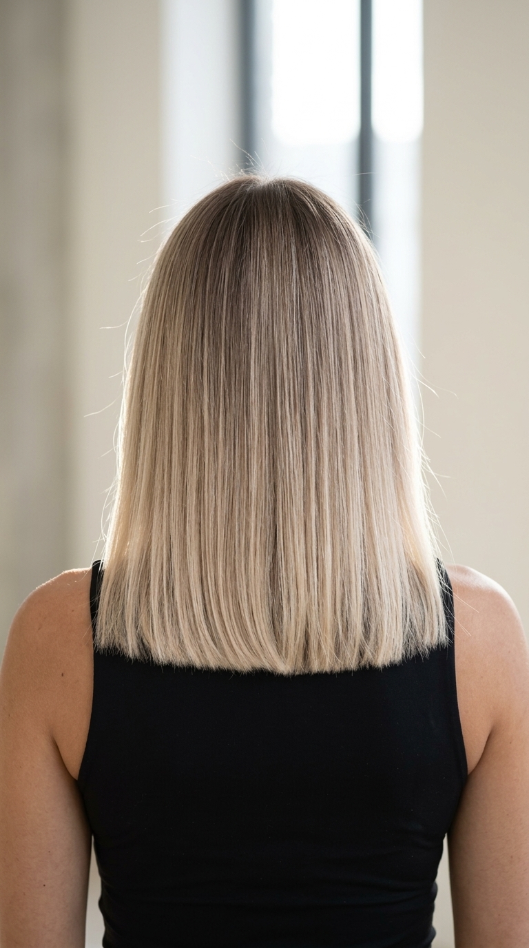 long linen blonde ombre with taupe root and cool beige blend for summer