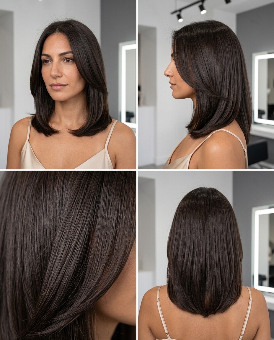 Sleek Midnight Espresso Curve Cut 2026 shoulder-length curve haircut in midnight espresso with seamless inward layers and no bangs for sophisticated daily wear