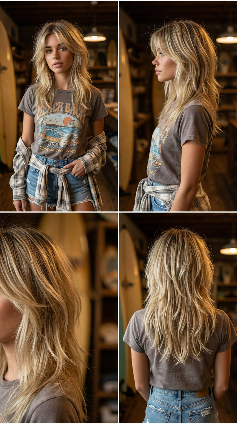shoulder-length shag haircut with natural hair color and choppy layers for edgy daily wear