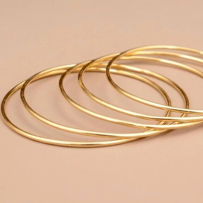 accessory 14K Gold Waterproof Thin Bangle Etsy - Seller $12.55