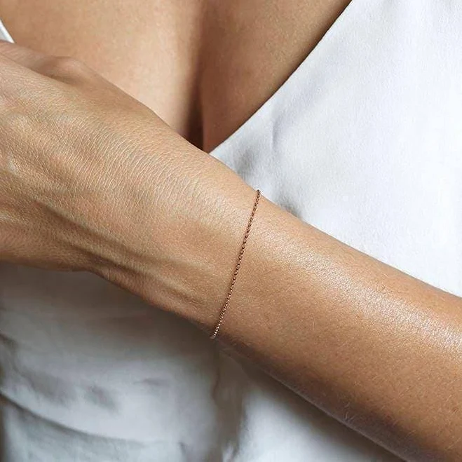 accessory 14K Rose Gold Dainty Chain Bracelet Etsy - threelayers $80