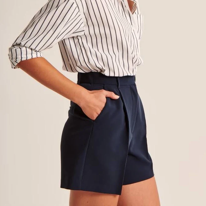 shorts Abercrombie & Fitch Shorts | Abercrombie & Fitch Ultra High Rise Tailored Pleated Shorts In Navy | Color: Blue | Size: 6 | Devilwearsblack's Closet Poshmark $55