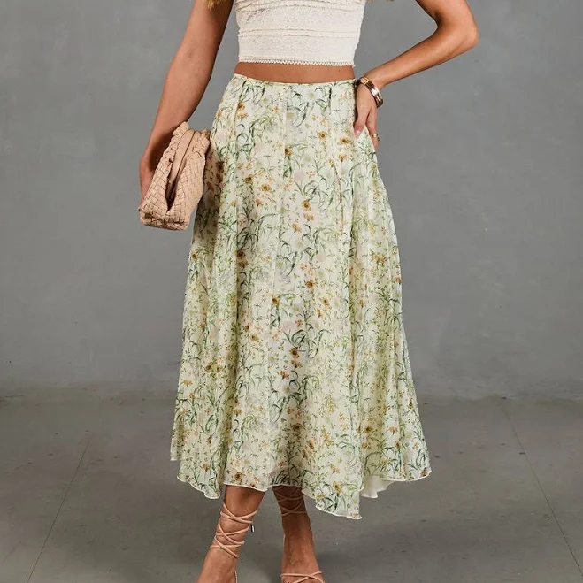 skirt Adilene Pleated Floral Midi Skirt VICI $51