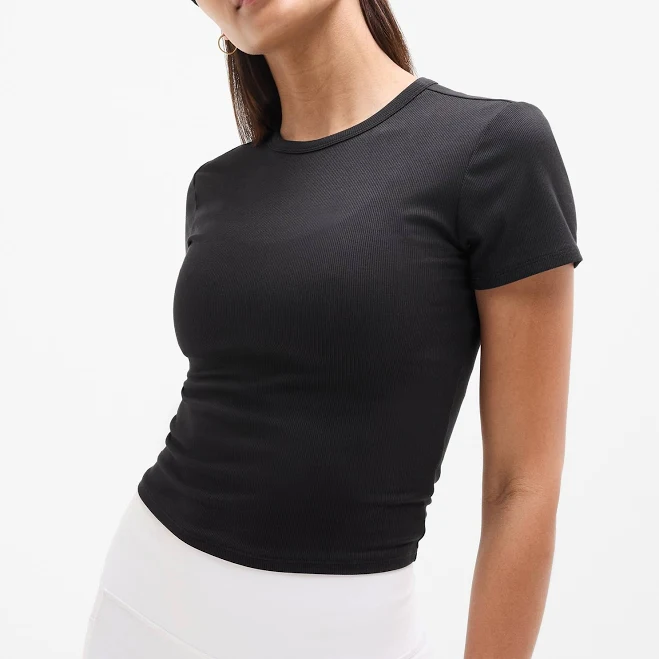 top Athleta Women's Signature Rib Crop Tee Athleta $27.5