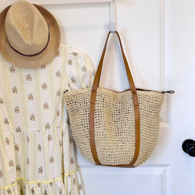 bag Beach Tote Bag with Vegan Leather Handles Etsy - Seller $38.24