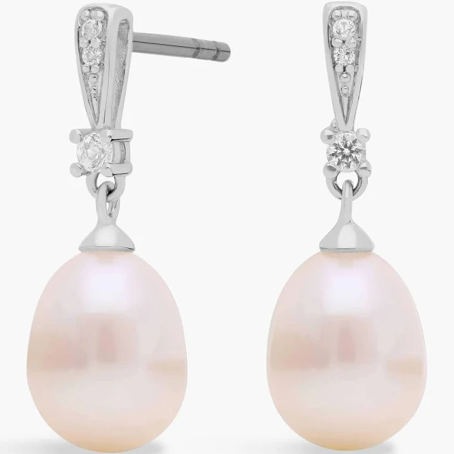 accessory Blue Nile Sterling Silver Freshwater Cultured Pearl and White Topaz Drop Earrings Blue Nile $84