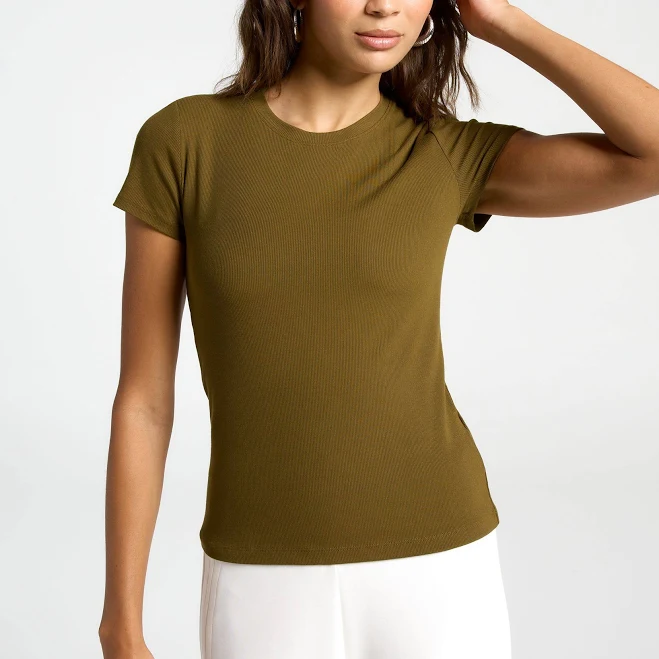top CALIA Women's Everyday Rib Short Sleeve Tee DICK'S Sporting Goods $14.23