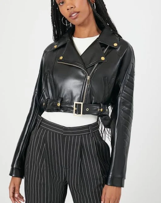 leather jacket Cropped Faux Leather Moto Jacket Forever 21 $16.98